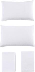 img 2 attached to 🛏️ Eddie Bauer Home - Flannel Collection Cotton Bedding Sheet Set, Pre-Shrunk &amp; Brushed for Extra Softness and Cozy Feel, Queen, White