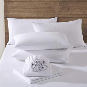 img 4 attached to 🛏️ Eddie Bauer Home - Flannel Collection Cotton Bedding Sheet Set, Pre-Shrunk &amp; Brushed for Extra Softness and Cozy Feel, Queen, White