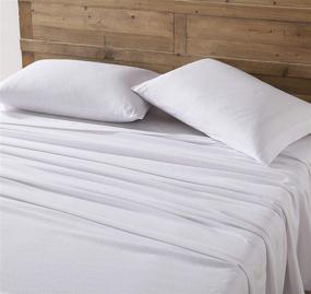 img 3 attached to 🛏️ Eddie Bauer Home - Flannel Collection Cotton Bedding Sheet Set, Pre-Shrunk &amp; Brushed for Extra Softness and Cozy Feel, Queen, White