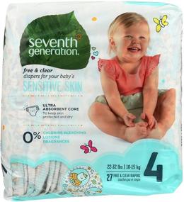 img 1 attached to 👶 Seventh Generation Baby Diapers, Free-and-Clear for Sensitive Skin, Unprinted, Size 4, 27 Count, Original