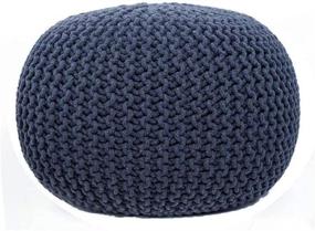 img 4 attached to 🪑 Hand-Knitted Cotton Pouf Ottoman by Fernish Decor - Round Footrest, Foot Stool, Bean Bag Floor Chair for Bedroom, Living Room - Accent Seat in Dark Grey - 20x20x14 Inch