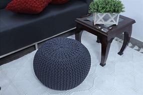 img 3 attached to 🪑 Hand-Knitted Cotton Pouf Ottoman by Fernish Decor - Round Footrest, Foot Stool, Bean Bag Floor Chair for Bedroom, Living Room - Accent Seat in Dark Grey - 20x20x14 Inch