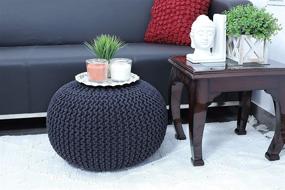 img 2 attached to 🪑 Hand-Knitted Cotton Pouf Ottoman by Fernish Decor - Round Footrest, Foot Stool, Bean Bag Floor Chair for Bedroom, Living Room - Accent Seat in Dark Grey - 20x20x14 Inch
