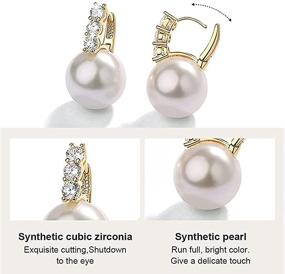 img 1 attached to 👸 Large Kesaplan Pearl Drop Earrings for Women Girls - 14K Gold Plated Hoop Earrings with Hypoallergenic Posts - Dangle Earrings with 5A Cubic Zirconia - Exquisite Jewelry Gifts