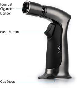 img 1 attached to 🔥 Yusud Jet Torch Cigar Lighter - Refillable Butane, Windproof with 4 Strong Burners, Ideal for Cigarettes