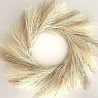 🌾 lunama bohemian home decor faux pampas grass wreath - 30'' large fall wreath - no shedding, durable farmhouse decor - crafted with lightweight silk for longevity логотип