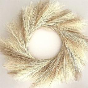 img 4 attached to 🌾 LUNAMA Bohemian Home Decor Faux Pampas Grass Wreath - 30'' Large Fall Wreath - No Shedding, Durable Farmhouse Decor - Crafted with Lightweight Silk for Longevity