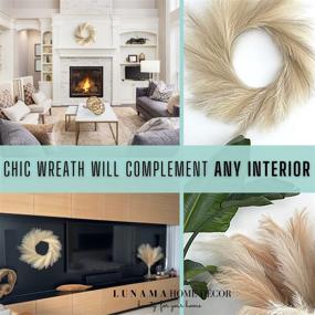 img 1 attached to 🌾 LUNAMA Bohemian Home Decor Faux Pampas Grass Wreath - 30'' Large Fall Wreath - No Shedding, Durable Farmhouse Decor - Crafted with Lightweight Silk for Longevity