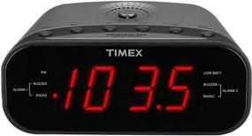 img 4 attached to ⏰ Timex T231GY AM/FM Двойной будильник-радиоприемник: 1,2-дюймовый красный дисплей, гнездо для подключения, пистолетное металлическое исполнение.