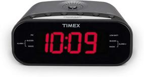 img 2 attached to ⏰ Timex T231GY AM/FM Двойной будильник-радиоприемник: 1,2-дюймовый красный дисплей, гнездо для подключения, пистолетное металлическое исполнение.