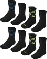 premium new balance boys' cushioned crew 🧦 socks (8 pack) - enhanced heel and toe reinforcement logo