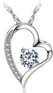 💎 stunning 14k white gold plated cz forever lover heart pendant necklace for women, ideal holiday gift for beloved logo