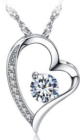 img 4 attached to 💎 Stunning 14k White Gold Plated CZ Forever Lover Heart Pendant Necklace for Women, Ideal Holiday Gift for Beloved