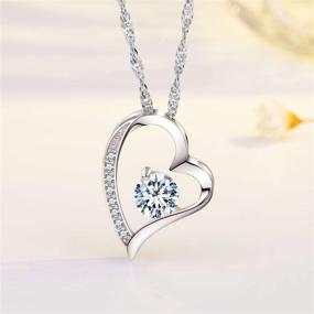 img 2 attached to 💎 Stunning 14k White Gold Plated CZ Forever Lover Heart Pendant Necklace for Women, Ideal Holiday Gift for Beloved