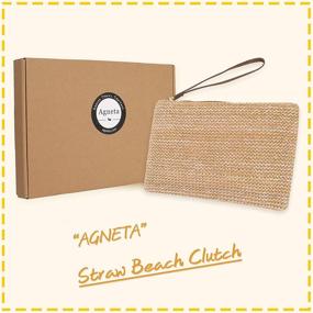 img 2 attached to 👝 AGNETA Women's Hand Wrist Straw Clutch: Stylish Summer Beach Sea Handbag