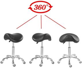 img 1 attached to 💺 Black Saddle Stool Chair with Adjustable Height and Wheels - Ideal for Massage Clinic, Spa, Salon, and Cutting Services