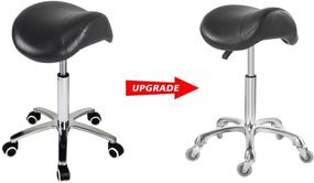 img 3 attached to 💺 Black Saddle Stool Chair with Adjustable Height and Wheels - Ideal for Massage Clinic, Spa, Salon, and Cutting Services