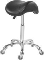 💺 black saddle stool chair with adjustable height and wheels - ideal for massage clinic, spa, salon, and cutting services logo