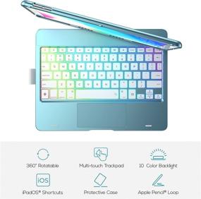 img 1 attached to Typecase Touch iPad Keyboard Case with Trackpad for 10.2 inch iPad 2021 9th, 8th & 7th Gen, Air 3, Pro 10.5- Enhanced 10 Color Backlight, 360° Protective Slim Cover with Apple Pencil Holder...