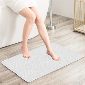 img 3 attached to 🛁 Extra-Plush Chenille Bathroom Rugs for High Absorbency | Soft Short Pile Bath Mat and Shower Mat | Quick Dry, Machine Washable | White,16" x 24