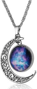 img 3 attached to Lcbulu Galaxy Crescent Moon Pendant Necklace: Stunning Jewelry for Women and Teen Girls - 18'' Length