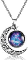 lcbulu galaxy crescent moon pendant necklace: stunning jewelry for women and teen girls - 18'' length logo