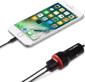 img 3 attached to Amazon Basics Dual-Port USB Car Charger Adapter for Apple & Android Devices, 4.8 Amp, 24W, Black/Red