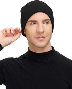 img 1 attached to 🧣 Soft Winter Beanie Hat for Men and Women - Century Star Black Cuff Skull Cap, Knit Hat with Comfortable Fit