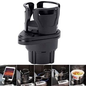 img 1 attached to 🚘 Adjustable Size Cup Holder Extender for Car - Multifunctional Water Cup Holder with 360°Rotating Base in Matte Black - Holds Coffee and Beverage Bottles