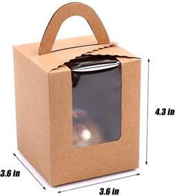 img 3 attached to 🍰 Portable Kraft Paper Cupcake Boxes - 50 Pcs with Window Inserts & Handle for Wedding Candy Gift Boxes