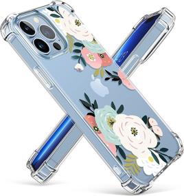 img 4 attached to 🌸 GVIEWIN iPhone 13 Pro 6.1 Inch Case 2021, Clear Floral TPU Bumper Soft Cover | Shockproof Protective Flower Phone Case for Women & Girls | Slim Fit Abundant Blossom/White Design