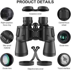 img 1 attached to 👀 20x50 High Power Military Binoculars: Compact HD Professional Waterproof Telescope for Bird Watching, Hunting, and Travel - BAK4 Prism FMC Lens with Case and Strap