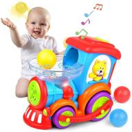 🚂 kidpal baby toy: ball popping educational toddler train toys for 1 2 3 year old boys & girls with lights, music, chase, and ball popper - bump ball baby car toy for 12m 16m 18m 24m+ infant train activity center logo