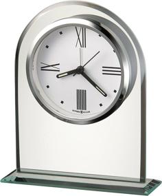 img 1 attached to Howard Miller 645-579 Regent Table Clock - Beveled Glass Arch Timepiece with Glass Base Mount, Black Accents, White Dial, Modern Home Decor, Quartz Alarm Movement