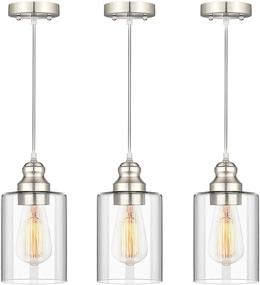 img 4 attached to 💡 Vintage Industrial Pendant Lighting: Adjustable, Clear Glass Shade, 3-Pack Ceiling Lamp for Kitchen, Living Room, Bedroom, Hallway - Farmhouse Style Hanging Light Fixtures with E26 Base