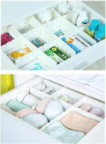 img 1 attached to 🗂️ Versatile Grid Drawer Divider Set: Adjustable DIY Plastic Closet Separator for Household Organization - Tidy & Customize Your Closet with Thickened Sub-grid Shelves - Ideal Storage Solution for Makeup, Socks, Underwear, Scarves (White, 8pcs)