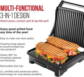 img 3 attached to 🥪 Chefman Panini Press Grill and Gourmet Sandwich Maker with Non-Stick Coated Plates, 180° Opening for Versatile Food Prep, Stainless Steel Surface, Removable Drip Tray, 4 Slice Capacity