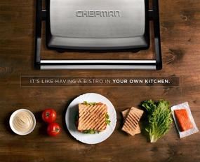 img 1 attached to 🥪 Chefman Panini Press Grill and Gourmet Sandwich Maker with Non-Stick Coated Plates, 180° Opening for Versatile Food Prep, Stainless Steel Surface, Removable Drip Tray, 4 Slice Capacity