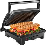 🥪 chefman panini press grill and gourmet sandwich maker with non-stick coated plates, 180° opening for versatile food prep, stainless steel surface, removable drip tray, 4 slice capacity логотип