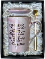 top picks for best friend, friendship gifts for women - birthday & christmas gift ideas - ceramic marble coffee mug with printed gold design 14oz pink logo