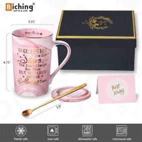 img 1 attached to Top Picks for Best Friend, Friendship Gifts for Women - Birthday & Christmas Gift Ideas - Ceramic Marble Coffee Mug with Printed Gold Design 14oz Pink