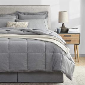 img 3 attached to 🛏️ Umchord Dark Grey Queen Comforter Set: 8-Piece Bed in a Bag - Cationic Dyeing Bedding Sets for a Lightweight All Season Down Alternative Comforter, Queen Size (88"x88")