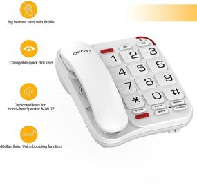 img 3 attached to 📞 Ornin S018 Big Button Corded Telephone: Enhanced Volume and Braille Feature for Seniors with Visual Impairment (White)