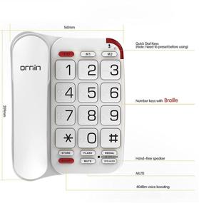 img 2 attached to 📞 Ornin S018 Big Button Corded Telephone: Enhanced Volume and Braille Feature for Seniors with Visual Impairment (White)