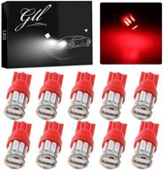 10-pack red t10 194 168 921 w5w led interior lights bulb for car replacement lights, truck license plate, front rear sidemarker light, dome map led bulbs - 12v dc logo