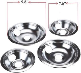 img 2 attached to GE/Hotpoint Range Replacement Chrome Drip Pans - 4 Pack: WB31T10010 and WB31T10011, 2 6-Inch and 2 8-Inch Pans with Locking Slot