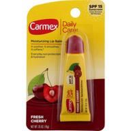 🍒 carmex click-stick moisturizing lip balm with spf 15 cherry - 0.15 oz (pack of 2) logo