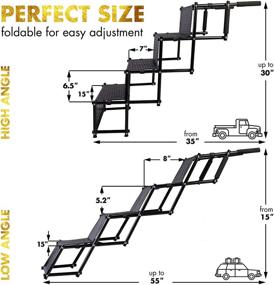 img 2 attached to 🐾 GOHORA Portable Dog Steps for Cars and SUV - High Folding Pet Steps - Metal Dog Car Ramp for Pickup Truck, RV, Tall Beds - Non-Slip & Lightweight Max 150 lbs