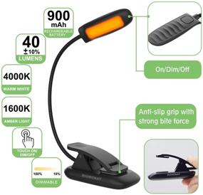 img 3 attached to 📚 Enhance Your Reading Experience with BIGMONAT Rechargeable Amber Book LED Night Light - Portable, Bendable Neck, USB or Battery Operated, Adjustable Brightness, Reduces Eye Strain - Black