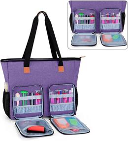 img 3 attached to Quality Luxja Carrying Case: Ideal for Diamond Painting Supplies and A3 Light Pad, Purple